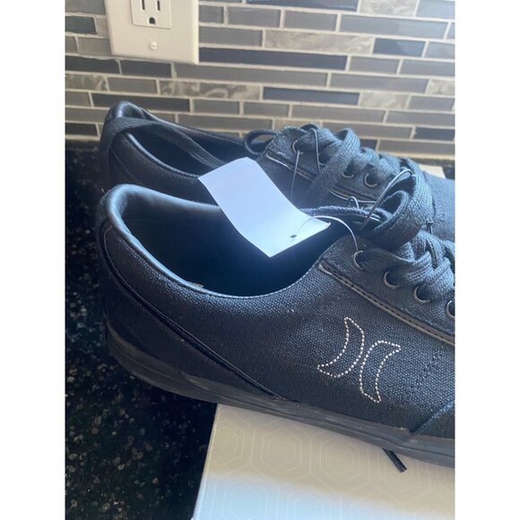 HURLEY MENS LACE UP CASUAL SNEAKERS ARLO LACE BLACK CANVAS SIZE 11 NEW - Picture 3 of 5